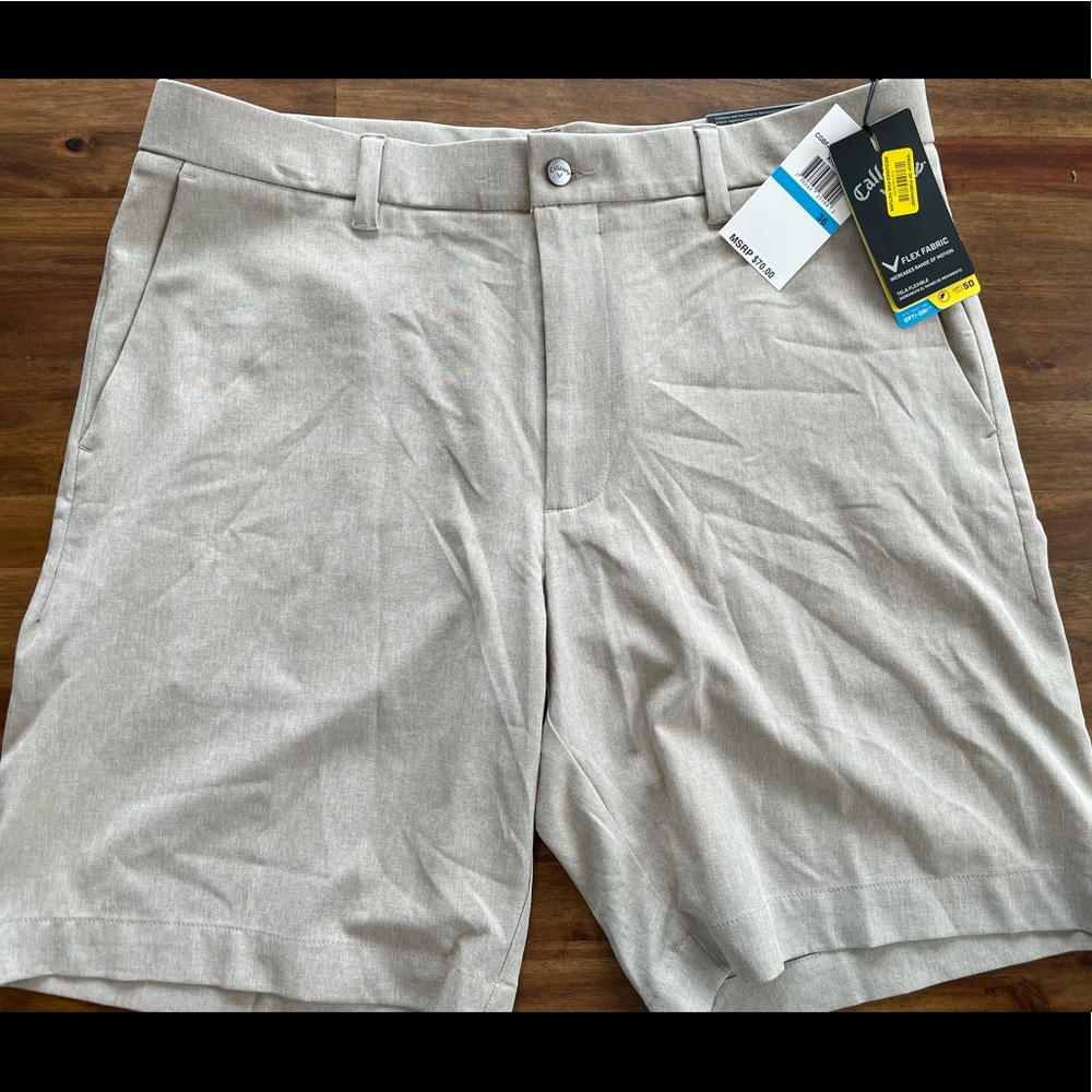 Callaway Light Khaki Shorts Sz 36 NWT